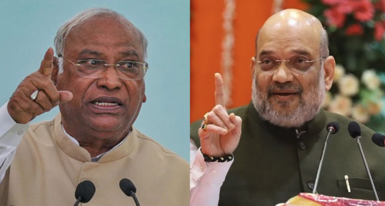 दिल्ली में कांग्रेस का प्रदर्शन, अमित शाह के बयान पर खरगे का पलटवार